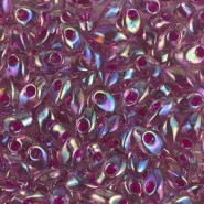 Miyuki long Magatama beads 4x7mm - Fuchsia lined smoky amethyst LMA-2170